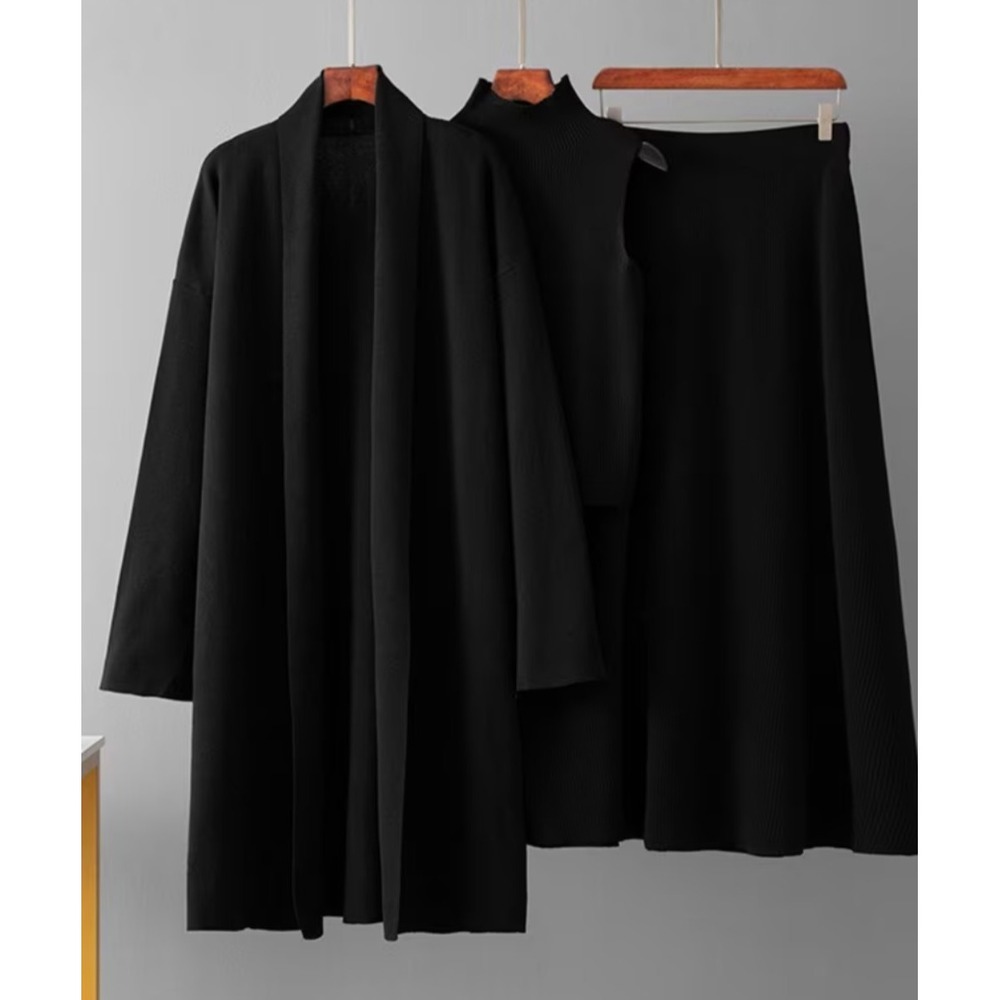 Women's Black 3 pc shirt, shirt and cardigan outfit set size ONE size